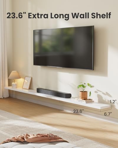 AMADA HOMEFURNISHING 60cm Baldas Flotantes Pared, Estantes de Pared para Baño/Salón/Dormitorio/Cocina, Juego de 3 Estanteria Blanca con Soportes Invisibles – AMFS08