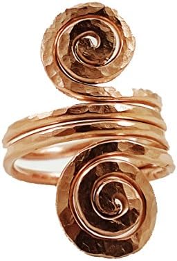 ELAMENTS DESIGN Solid Copper Ring Four Loop Fibonacci Design Hand Hammered Size 8