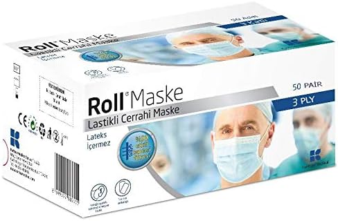 50 single pack Basic Procedure Face Masks with Earloops, Polypropylene, Latex Free, Blue 3 ply 50 single pack