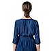 Sirhao Boho Maxi Dress Midi Dress Solid Color 2/3 Sleeve Dress Closing Split Navy Blue with Earrings