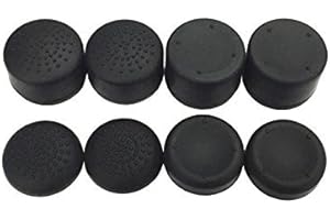 MICROWARE Pack of 8 pcs Analog Controller Gamepad Raised Antislip Thumb Stick Grips Thumbsticks Joystick Cap Cover for PS4, PS3, Xbox 360, Wii U, PS2 Controller (Black)
