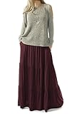 TRENDY UNITED Women's Bohemian Style High Waist Shirring Ruffle Pocket Skirt (S0059-BGD, XL)