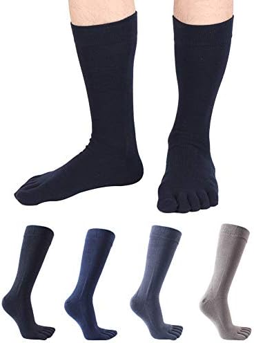 Men's Five Finger Toe Socks Cotton Crew Casual Colorful Patterned 5/6 Pairs