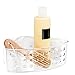 mDesign Bathroom Shower Suction Corner Basket for Shampoo, Conditioner, Soap - Clear