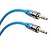 PlugLug - 3.5mm 8 FT Premium Auxiliary Audio Cable (Blue) - Male to Male for Headphones, iPods, iPhones, iPads, Home / Car Stereos and More
