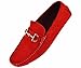 Amali Mens Red Plush Microfiber Loafer Driving Shoe with Silver Buckle: Style Norwalk-005