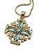 Nazareth Store 18k Yellow Gold Plated Crusaders Jerusalem Cross Pendant with Crystallized Blue Topaz and 20