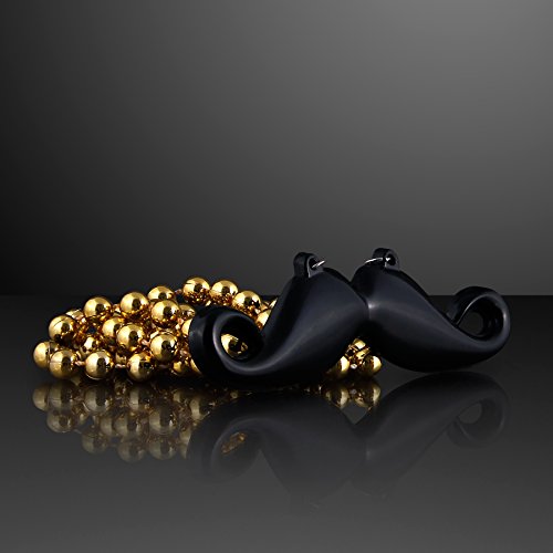 Hipster Mustache on Mardi Gras Bead Necklace (Set of 12)