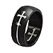 Mens Womens Stainless Steel Cross Ring for Christian Baptism,Black Base,Removable,8mm,Size 7 to 14