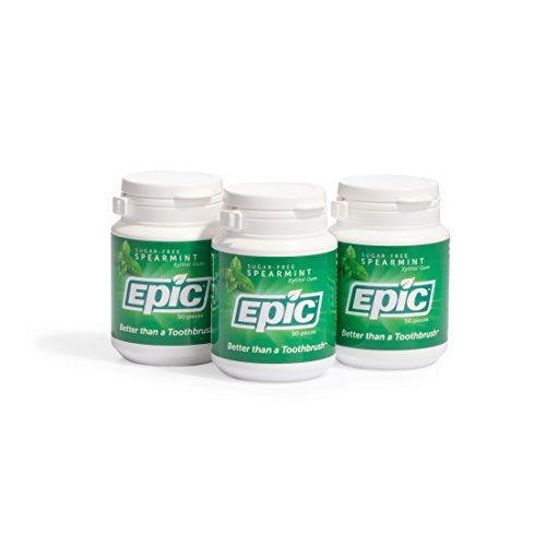 Epic Dental 100 Xylitol Sweetened Gum, Spearmint, 50 Count (Pack of 3