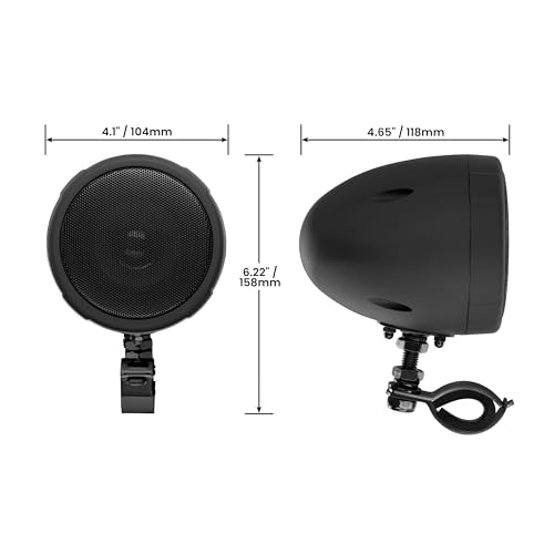 BOSS Audio Systems MCBK425BA 3 Inch Motorcycle Speakers – Built-in Bluetooth Amplifier, Weatherproof, Volume Control, ATV UTV Compatible