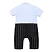 Baby Boy Short Sleeve With Bowtie Checked Gentleman Romper Toddler Outfit Clothing Set 1pcs Jumpsuit (Label 80 / 6-12 Months, Black)