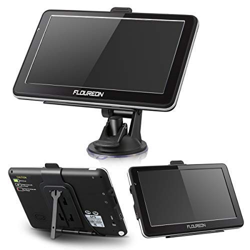 FLOUREON 7 Inch Capacitive LCD Touch Screen Truck&Car GPS Navigation SAT NAV Navigator Lifetime Map Updates 8GB(Black)