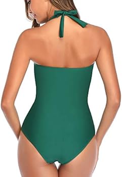 Smismivo Tummy Control Swimwear Black Halter One Piece Swimsuit Ruched Padded Bathing Suits For Women Slimming Vintage Bikini Green Large Buy Online At Best Price In Uae Amazon Ae