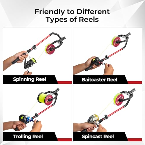 Piscifun Speed X Fishing Line Winder with Unwinding Function, Compatible with Spincast and Baitcaster, Black, Red, Silver and Blue