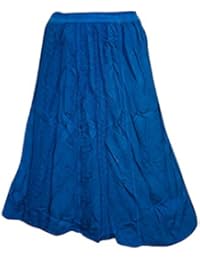 Mogul Women's Boho Skirt Sky Blue Gypsy Renaissance Maxi Skirts