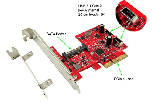 Ableconn PEX-UB152 USB 3.2 Gen 2 (10 Gbps) 2-Port Type-C Internal 20Pin Key-A Header PCI Express (PCIe) x4 Host Adapter Card (ASMedia ASM2142 Chipset)