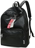 Deals Outlet PU Leather Canvas Backpack with 2 Strap Keyrings - 13 Inch Laptop Bag for School College Office - Waterproof Travel Casual Unisex Bagpack for Men Women - Storage of Notebook Mobile Phone Camera - Black or Brown Colour