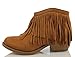 Soda Women's Jervis Faux Suede Double Fringe Moccasin Ankle Boots, British Tan, 5.5 M US