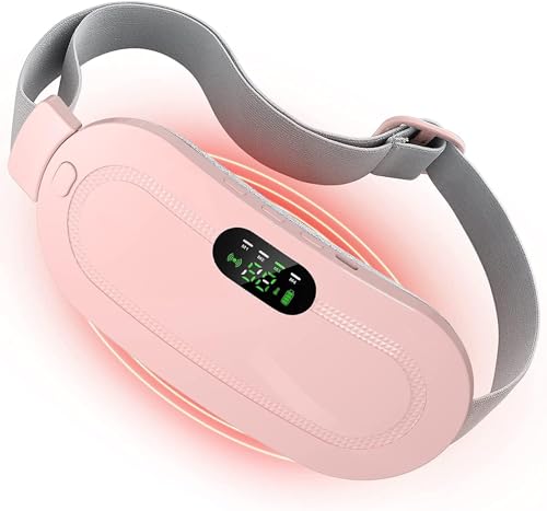 Period Heating Pad, DMG Cordless Electric Heating Belt, Rapid Heating Pad with 3 Heating Levels and 4 Vibrating Massage Modes, Period/Period, Back or Belly Pain Relief for Women or Girls (A)