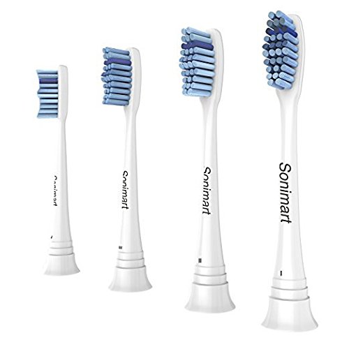 Sonimart Sensitive Premium Replacement Toothbrush Heads Compatible with Sonicare ProResults HX6053, 4 pk, for Essence+ Plaque Control Gum Health DiamondClean FlexCare HealthyWhite EasyClean