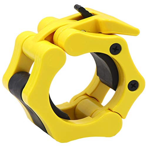 IADU Barbell Collars Clips 2 inch Pair Olympic Dumbbell Clamps Muscle Quick Release Locking Bars Weights for Lifts/Weightlifting/Powerlifting. (Yellow) - Thumbnail 4