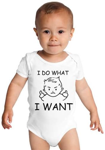 For Babyz Funny Baby Bodysuit Romper I Do What I Want, Unisex Boy Girl, White