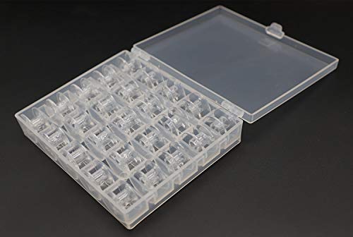 image for Tosnail 125 Pieces Clear Plastic Sewing Machine Bobbins with 5 Storage