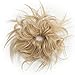 SEGO Tousled Updo Messy Bun Hair Piece Scrunchies Synthetic Wavy Bun Extensions Rubber Band Elastic Scrunchie Chignon Instant Ponytail Hairpiece for Women -Mixed Bleach Blonde