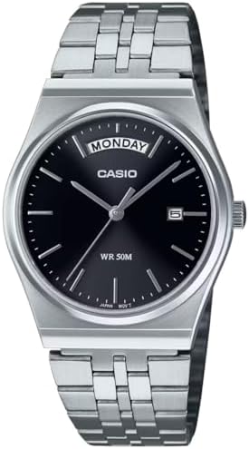 Amazon.com: Casio MTP-V004L-1A Men's Stainless Steel Leather Band
