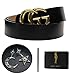 MAKGOT Women's Genuine Leather Belts Casual Thin Belt For Jeans Pants 1.48″ Wide With Vintage Buckle For Women and Men (Style 1(Belts + Earring), 110cm/43.3'', pants size 29''-34'')