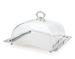 Amazon.com | Godinger 93481 Square Tray with Glass Dome ...