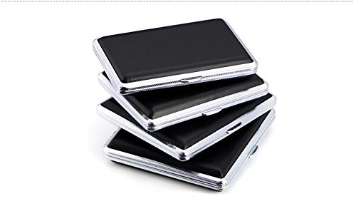 TRIXES Chrome and Faux Leather Cigarette Holder Case