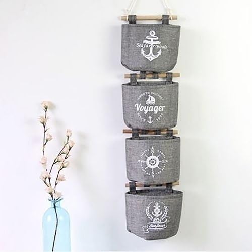 Mzwodmu Practical Navy Anchor Wheel Pattern Home Decor Hanging Hanger Storage Bag