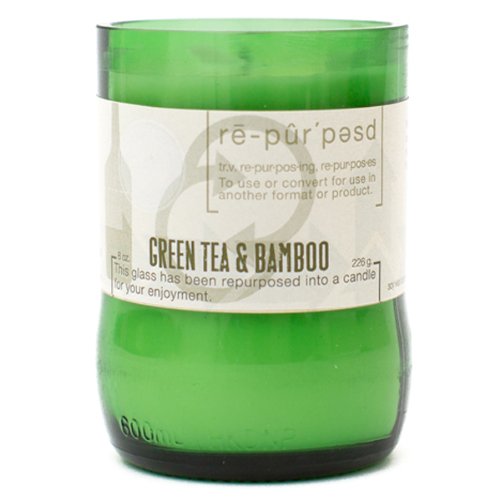 Vineyard Hill Naturals Repurposed Glass Jar Candle, 8-Ounce, Green Tea and Bamboo