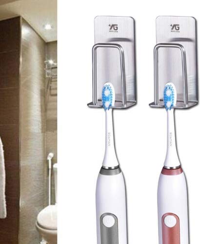 Sosanping Wall Mounted Toothbrush Holder with Self Adhesive-Brushed Stainless Steel (2-Pack)