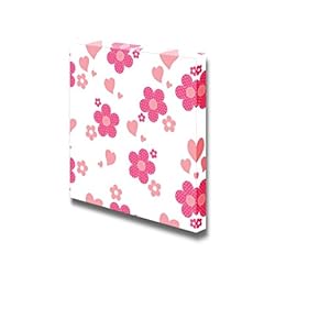 Canvas Prints Wall Art - Seamless Pattern with Pink Flowers | Modern Wall Decor/Home Art Stretched Gallery Canvas Wraps Giclee Print & Ready to Hang - 12" x 12"