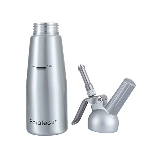 Parateck Whipped Cream Dispenser 1 Pint Cream Whipper 6 Decoration Nozzles 2 Cream Charger Holders Whipping Canister Use Standard 8 Gram N2O Cartridges (Not Include)