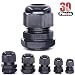 Hilitchi 30 Piece Nylon Plastic Waterproof Adjustable 3.5-13mm Cable Glands Joints Cable Gland - PG7, PG9, PG11, PG13.5, PG16 primary