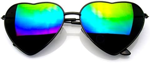 Cute Womens Metal Heart Shape Flash Mirrored Sunglasses
