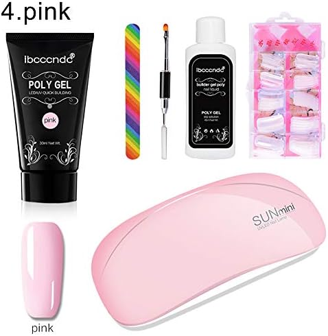 Austinstore UV Soak Off Polygel Builder Gel Nail Liquid Pen Rainbow Bar Building Model Kit - Pink