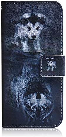 Case for Huawei P Smart 2019, Honor 10 Lite Case, PU Leather Wallet Case Flip Soft TPU Shockproof Shell Slim Fit Protective Cover with Card Holder Magnetic Closure Stand - Wolf & Dog