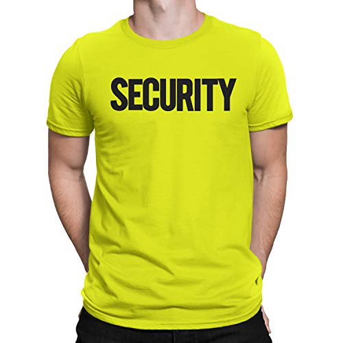 NYC FACTORY Security T-Shirt Front Back Print Mens Tee Staff Event Uniform Bouncer Screen Printed (Neon-Black, 2XL)