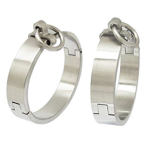 Stainless steel wrist ankle cuffs with removable O ring (H049B 60MM BRUSHED)