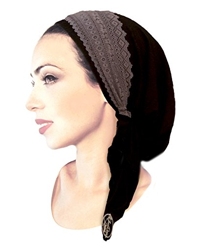 Boho chic artisan head-scarf tichel embellished with wi…