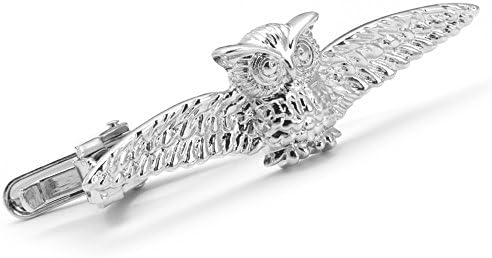 Balain Mens Vintage Silver Owl Tie Clip, Business Necktie Clip, Suit Accessories