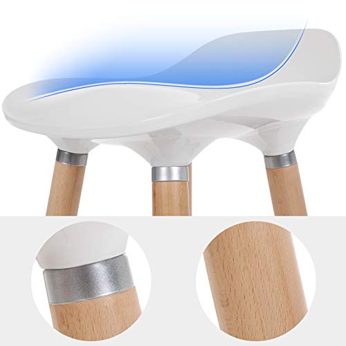 SONGMICS 2er-Set Barhocker Sitzhöhe 73 cm Tresenhocker Beine aus Buche Sitzschale aus Kunststoff Weiß LJB20W – Bild 7
