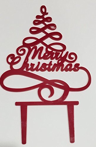 [USA-SALES] Merry Christmas Cake Topper Selection, Color Shiny Red or Mirror Gold, Christmas Cake Decorations, Christmas Party Decorations, by USA-SALES Seller (Shiny Red) - Thumbnail 3