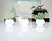 Small Faux Sedum Succulent in White Geometric Ceramic Vase - 4.5 x 4.5 x 5.5 Inches - Marmeda Artificial Stonecrop Potted Plant in Midcentry Glossy Pot for Home, Office, and Event Decor