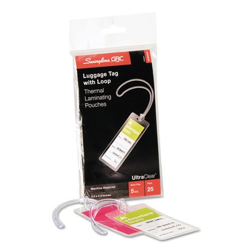 HeatSeal® Laminating Pouches, Luggage Tag Size with Loops, 5 Mil, 25/Pack (GBC3202005)